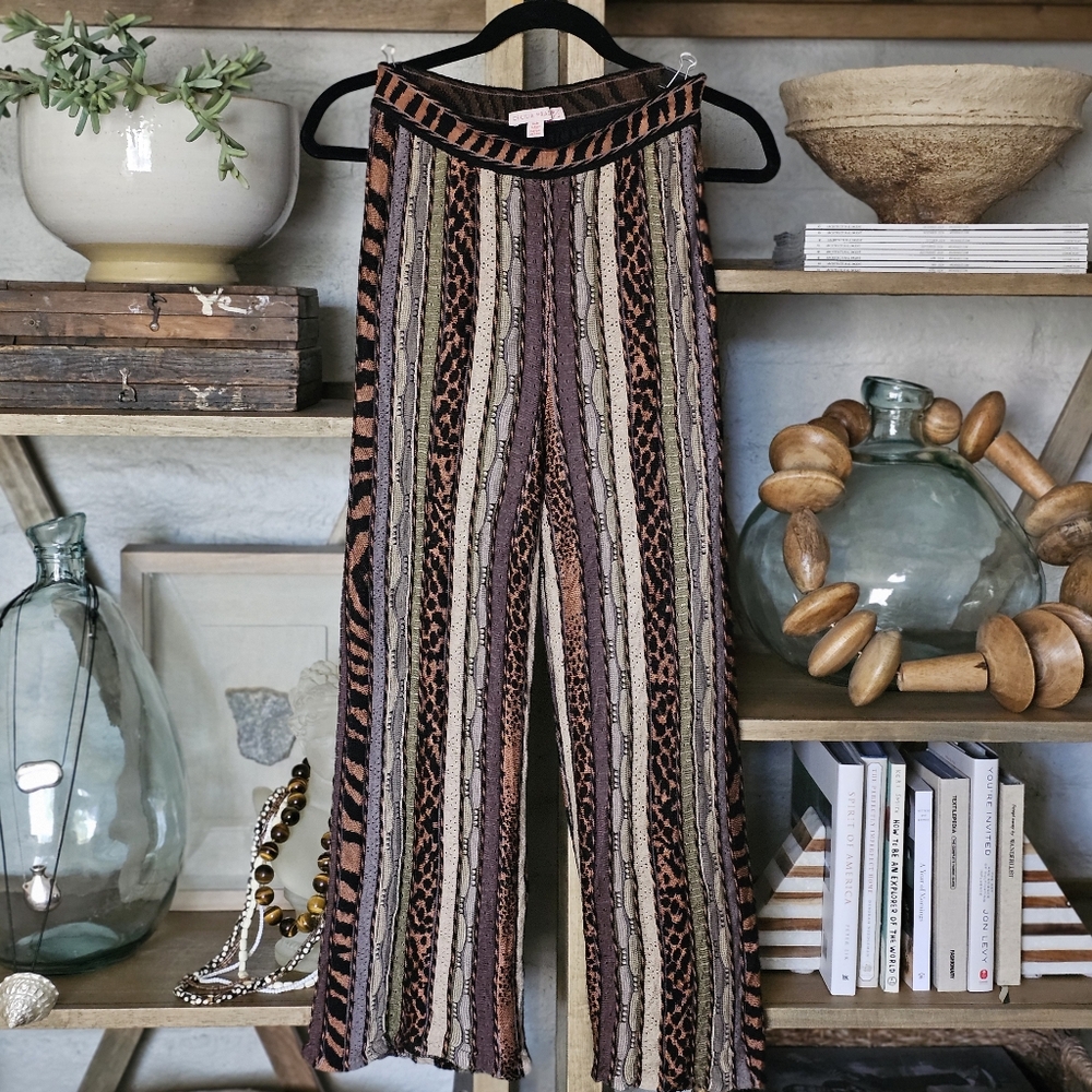 Anthropologie Celia Prado Knit Wide-Leg Cropped Pant Neutral Fall Sz S